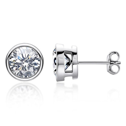 925 Sterling Silver Brilliant Round Cut Cubic Zirconia Stud Earrings