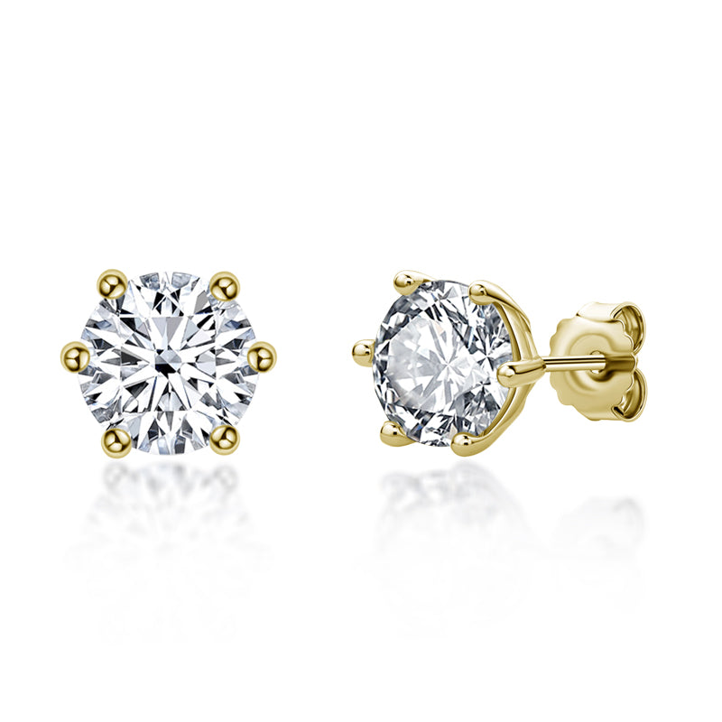 925 Sterling Silver Round Cut Cubic Zirconia Classic Stud Earrings