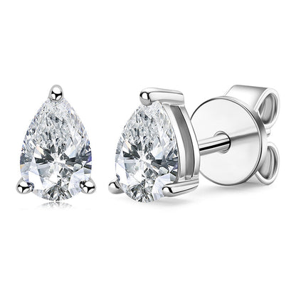 925 Sterling Silver Pear Shaped Cubic Zirconia Stud Earrings