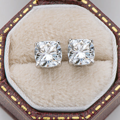 925 Sterling Silver Classic Brilliant Cushion Cut Stud Earrings