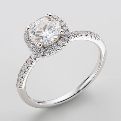 925 Sterling Silver Round Cut CZ Halo Ring