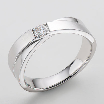 925 Sterling Silver Round Cut CZ Men's Wedding Band