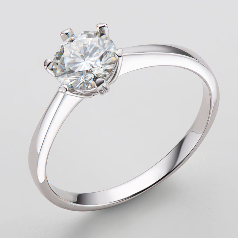 925 Sterling Silver Classic Round Cut CZ Six Prong Solitaire Ring