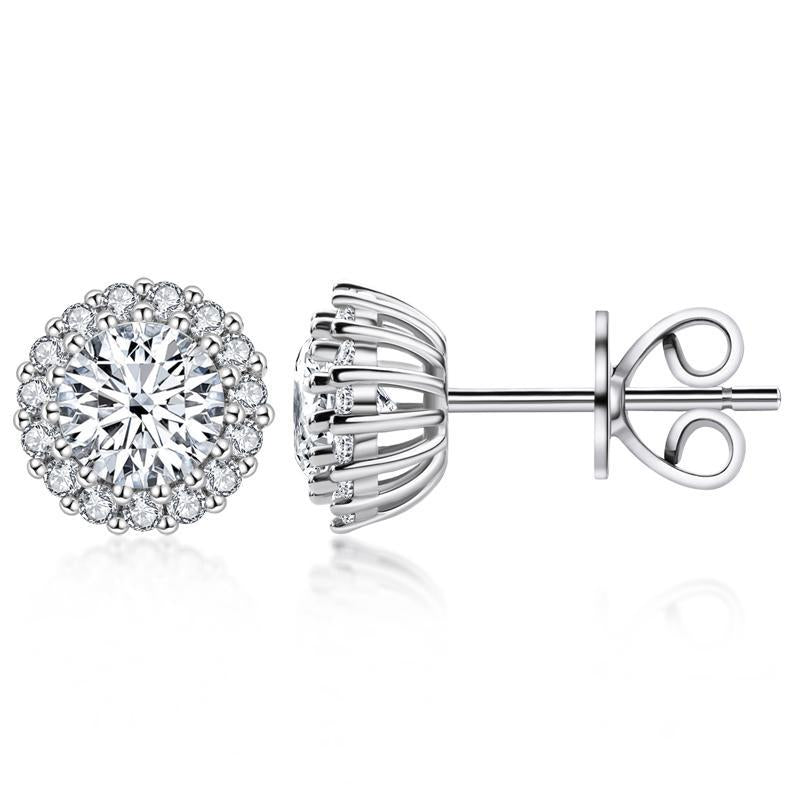 925 Sterling Silver Round Cubic Zirconia Stud Earrings