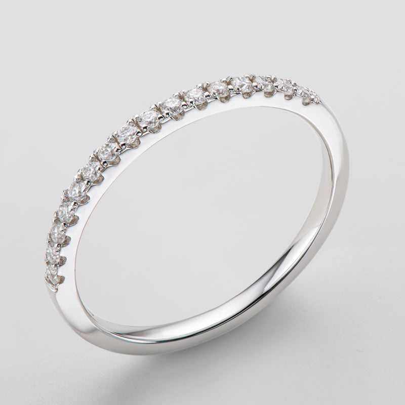 925 Sterling Silver Round Cut Cz Half Eternity Wedding Band