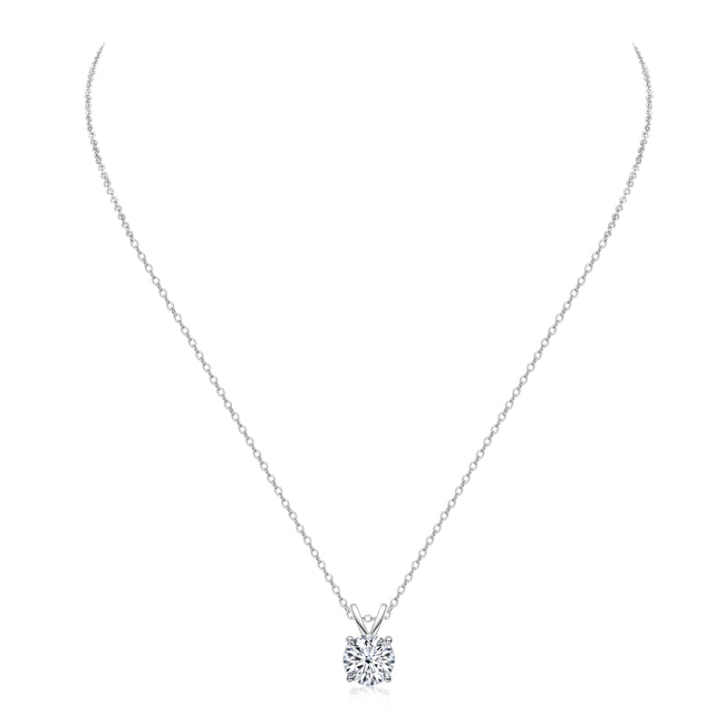 925 Sterling Silver Brilliant Round CZ Pendant Necklace