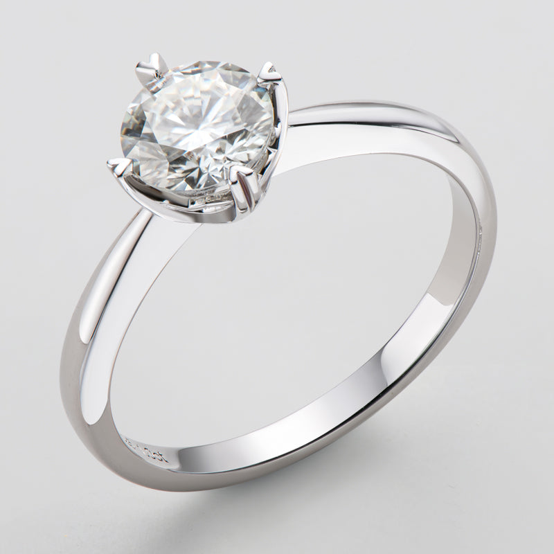 925 Sterling Silver  Classic Round Cut CZ Four Prong Solitaire Ring