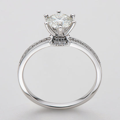 925 Sterling Silver Classic Round Cut CZ Pave Rings