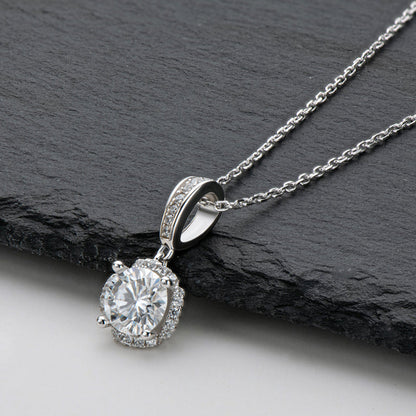 925 Sterling Silver Classic Brilliant Round CZ Pendant Necklace