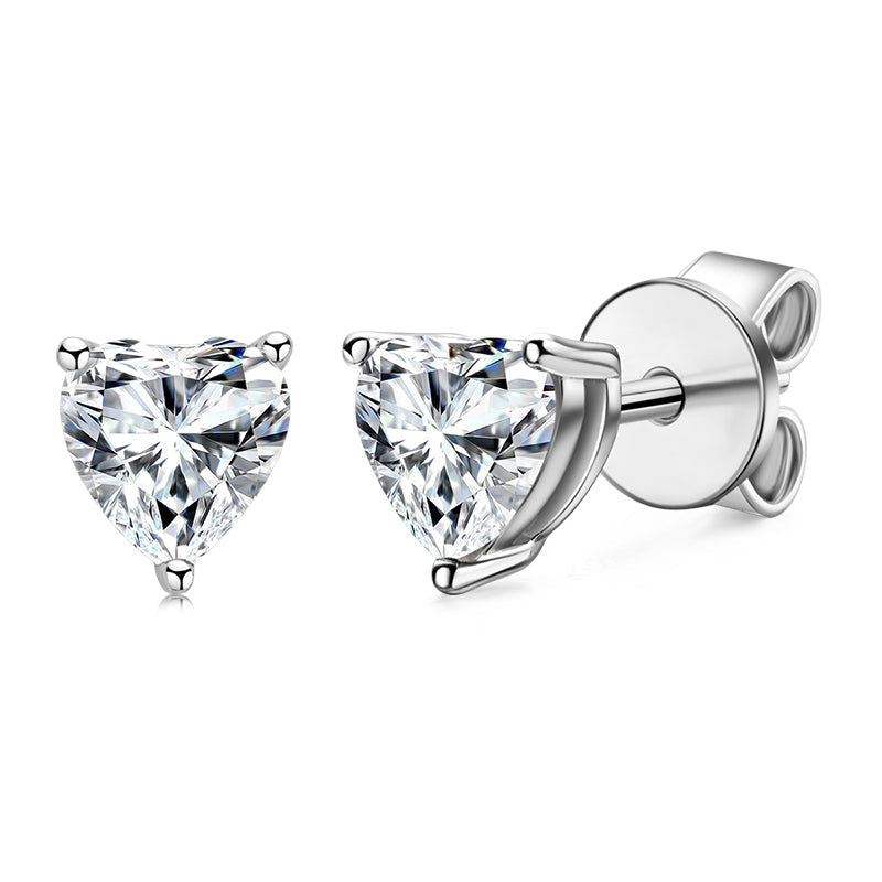 925 Sterling Silver Heart Shaped Cubic Zirconia Stud Earrings