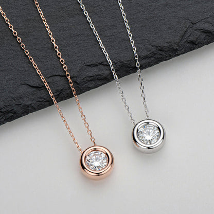 925 Sterling Silver Classic Round Cut CZ Necklace