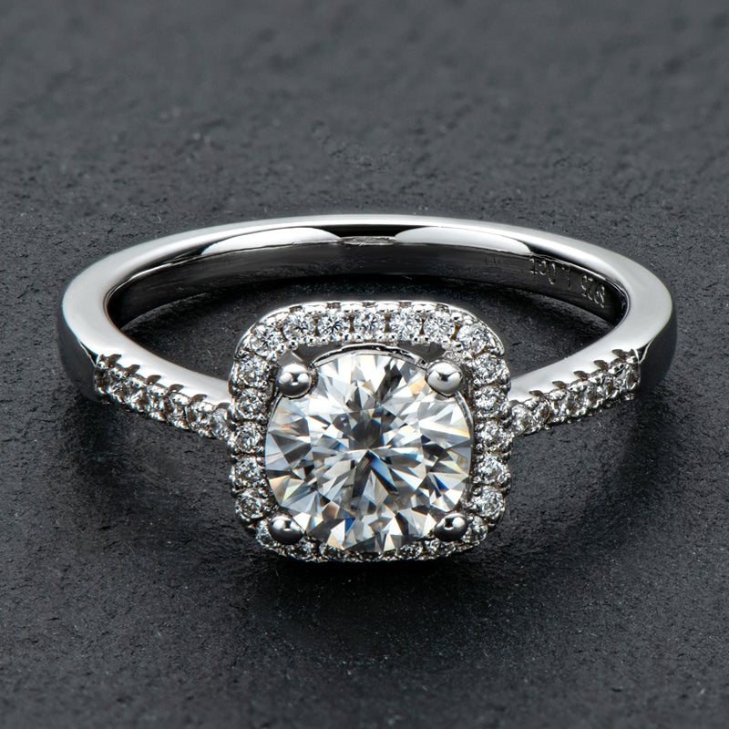 925 Sterling Silver  Classic Round Cut CZ Halo Ring