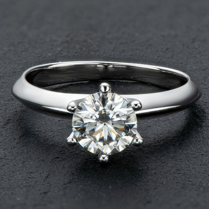 925 Sterling Silver Classic Round Cut CZ Six Prong Solitaire Ring