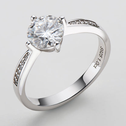 925 Sterling Silver Classic Round Cut CZ Micro Setting Ring