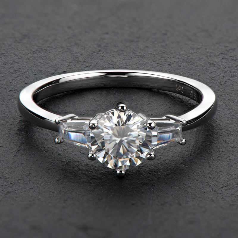 Classic Round Cut CZ Diamond Three Stone Ring