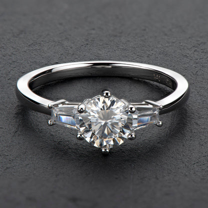 Classic Round Cut CZ Diamond Three Stone Ring