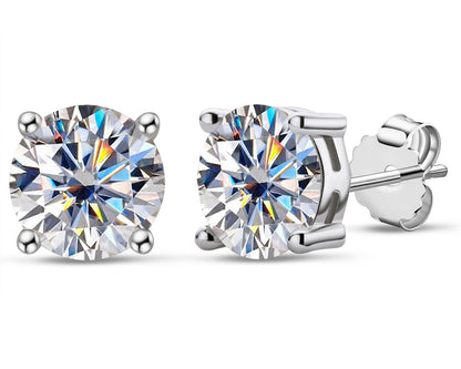 925 Sterling Silver Round Cut CZ Classic Stud Earrings