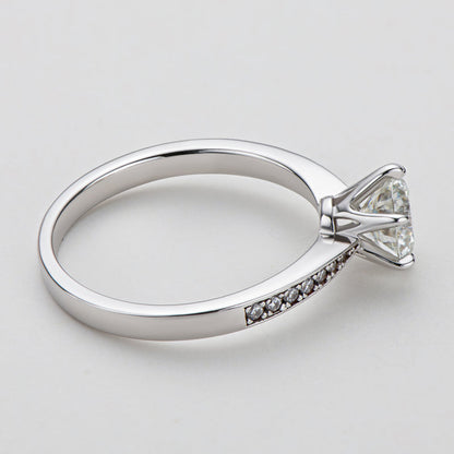 925 Sterling Silver Classic Round Cut Semi Pave CZ Ring