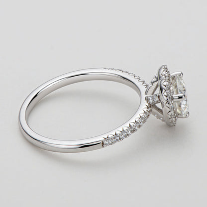 925 Sterling Silver Round Cut Halo Heart Shaped CZ Ring