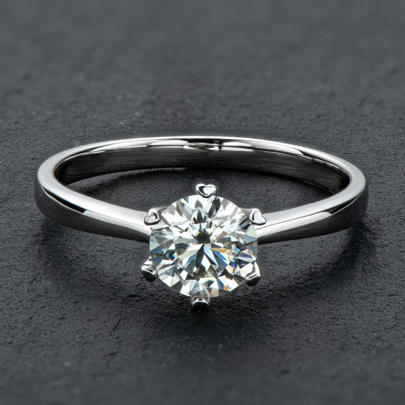 925 Sterling Silver Classic Round Cut CZ Six Prong Solitaire Ring