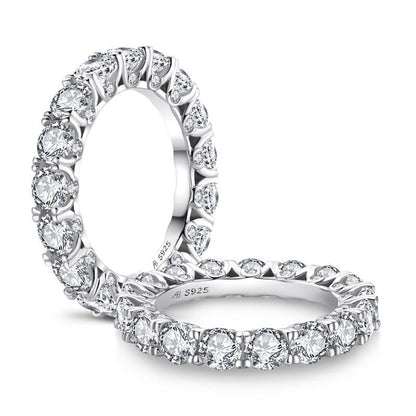 925 Sterling Silver Round Created CZ Full Eternity Band