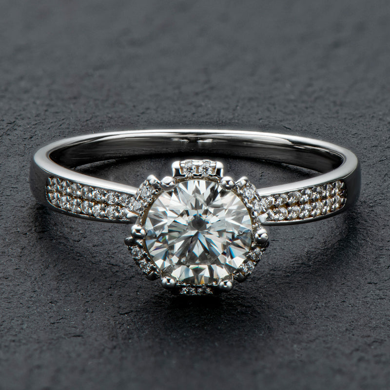 925 Silver Sterling Classic Round Cut CZ Pave Ring