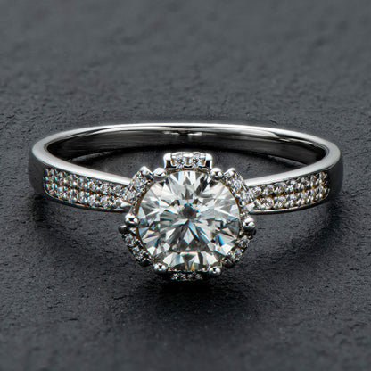 925 Silver Sterling Classic Round Cut CZ Pave Ring