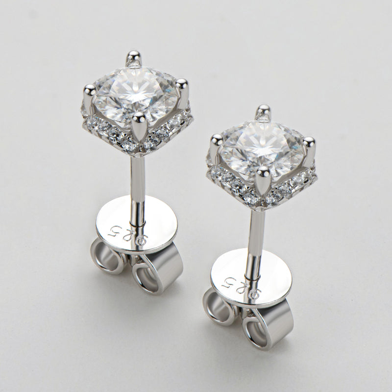 925 Sterling Silver Classic Round Cut Stud Earrings