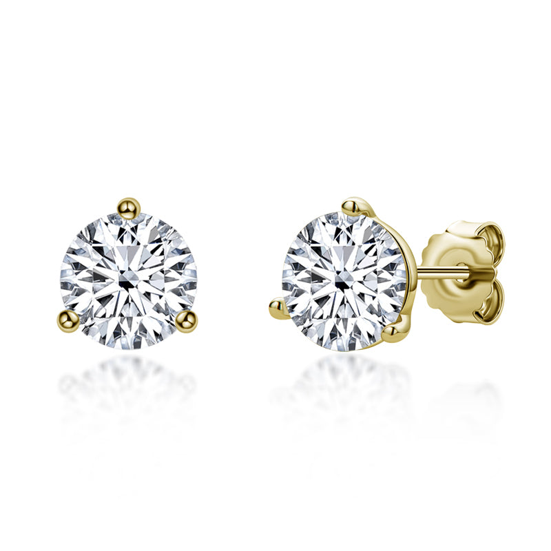 925 Sterling Silver Round Cut Cubic Zirconia Simple Stud Earrings