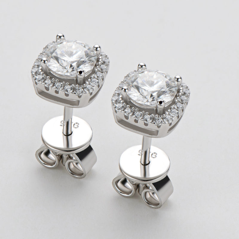 925 Sterling Silver Classic Round Cut Cubic Zirconia Stud Earrings