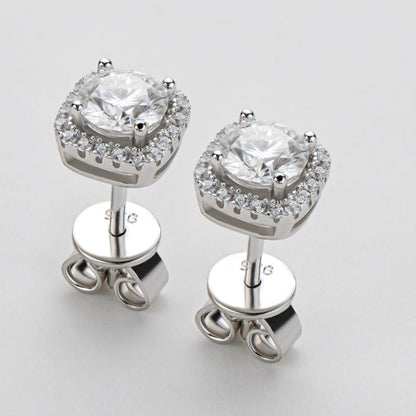 925 Sterling Silver Classic Round Cut Cubic Zirconia Stud Earrings