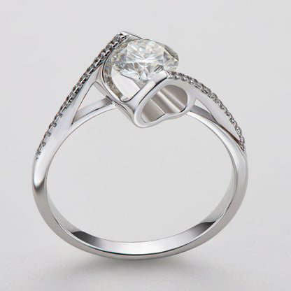 925 Sterling Silver Classic Round Cut Semi Pave CZ Ring