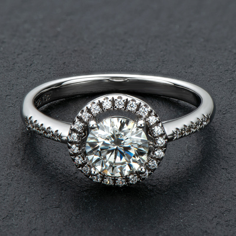 925 Sterling Silver  Classic Round Cut CZ Halo Ring