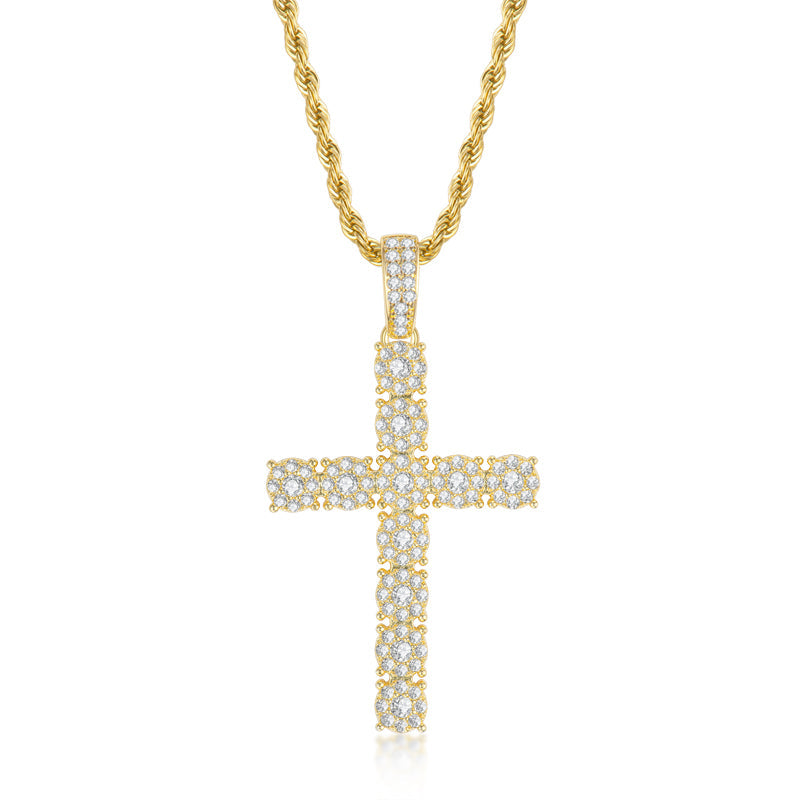 925 Sterling Silver Personalized Cross Long Chain Cool Men Pendant Necklace