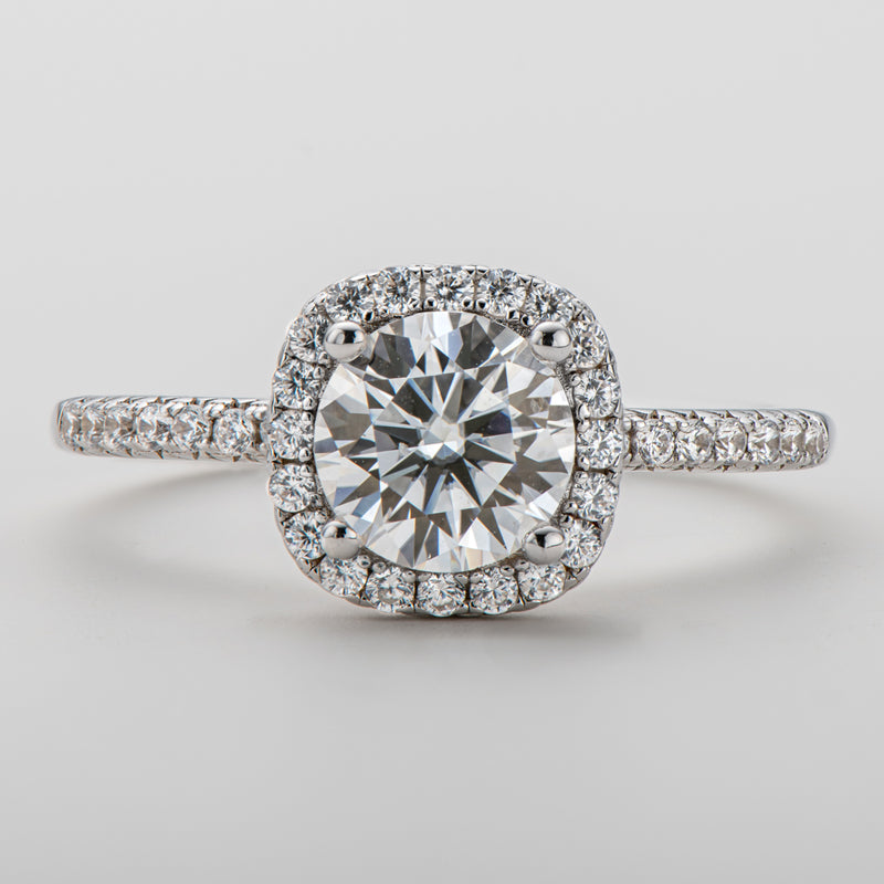 925 Sterling Silver Classic Round Cut CZ Halo Ring