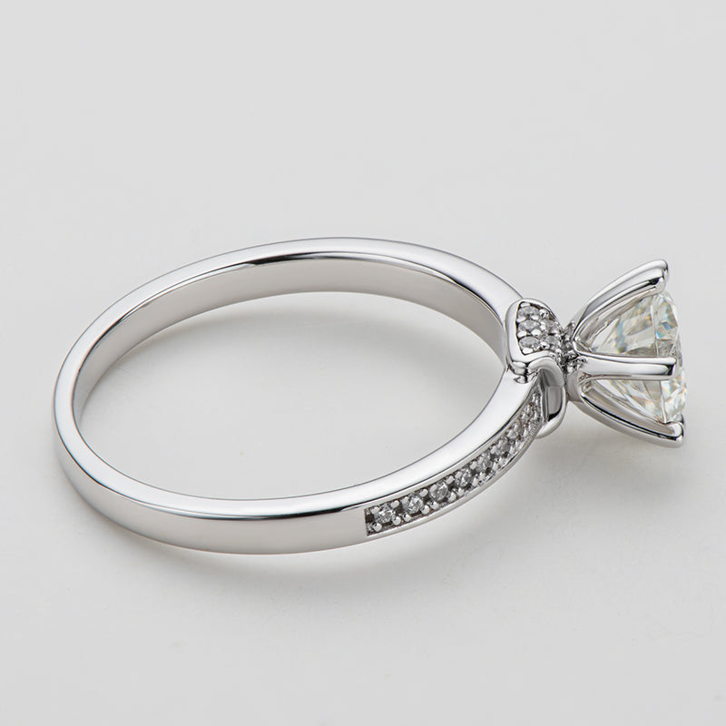 925 Sterling Silver Classic Round Cut CZ Pave Rings