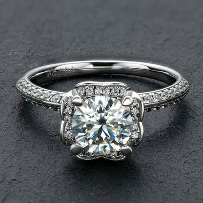 925 Sterling Silver Round Cut Pave CZ Classic Ring