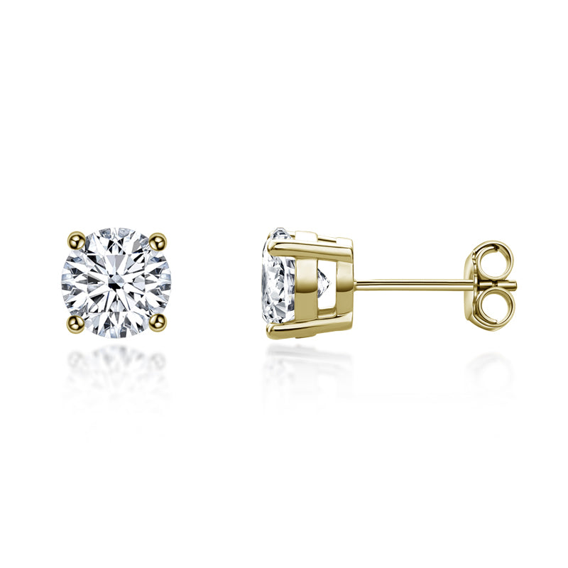 925 Sterling Silver Round Cut Cubic Zirconia Stud Earrings