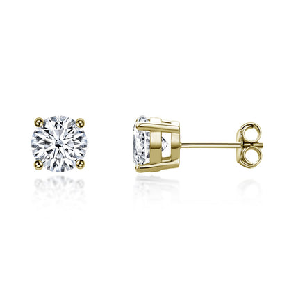 925 Sterling Silver Round Cut Cubic Zirconia Stud Earrings