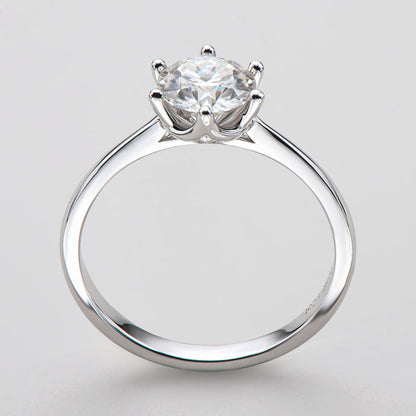 925 Sterling Silver Classic Round Cut CZ Six Prong Solitaire Rings