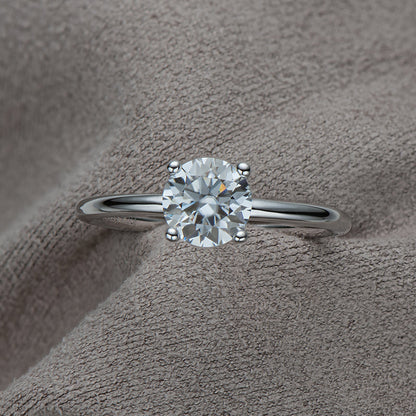 925 Sterling Silver Classic Solitaire Round Cut CZ Ring