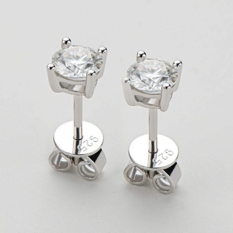 925 Sterling Silver Classic Round Cut Cubic Zirconia Stud Earrings