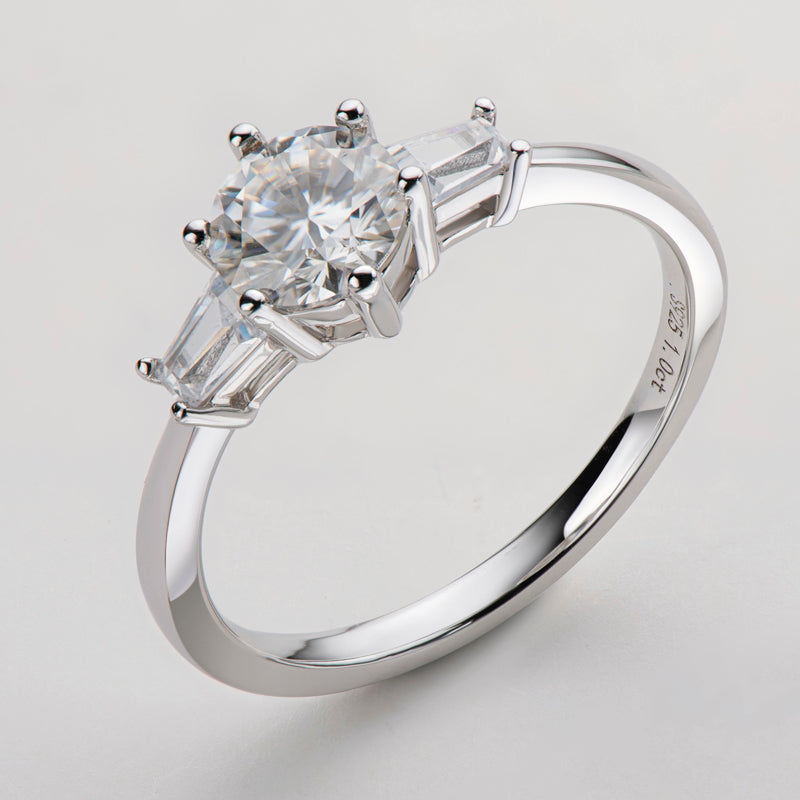 Classic Round Cut CZ Diamond Three Stone Ring