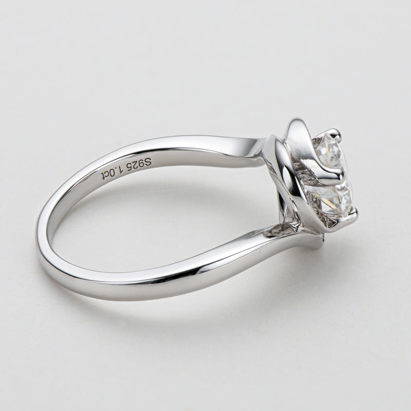 925 Sterling Silver Classic Round Cut Multi Stone CZ Heart-shaped Ring