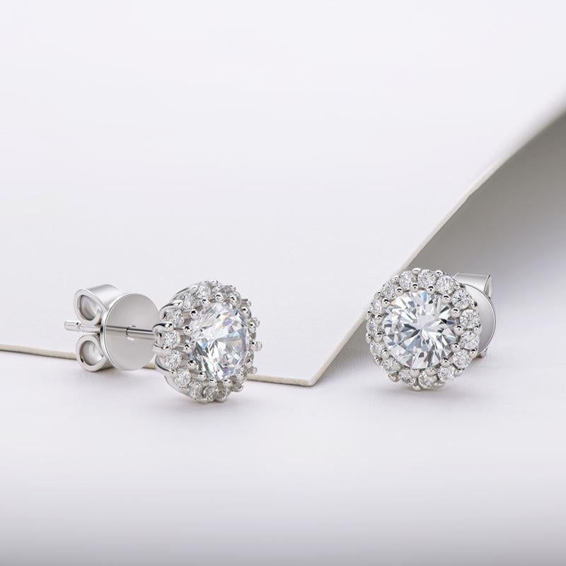 925 Sterling Silver Round Cubic Zirconia Stud Earrings