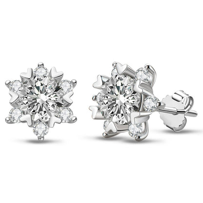 925 Sterling Silver Round Cut Cubic Zirconia Classic Stud Earrings