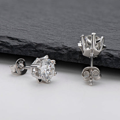 925 Sterling Silver Round Cut Cubic Zirconia Stud Earrings