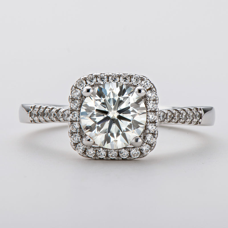 925 Sterling Silver  Classic Round Cut CZ Halo Ring