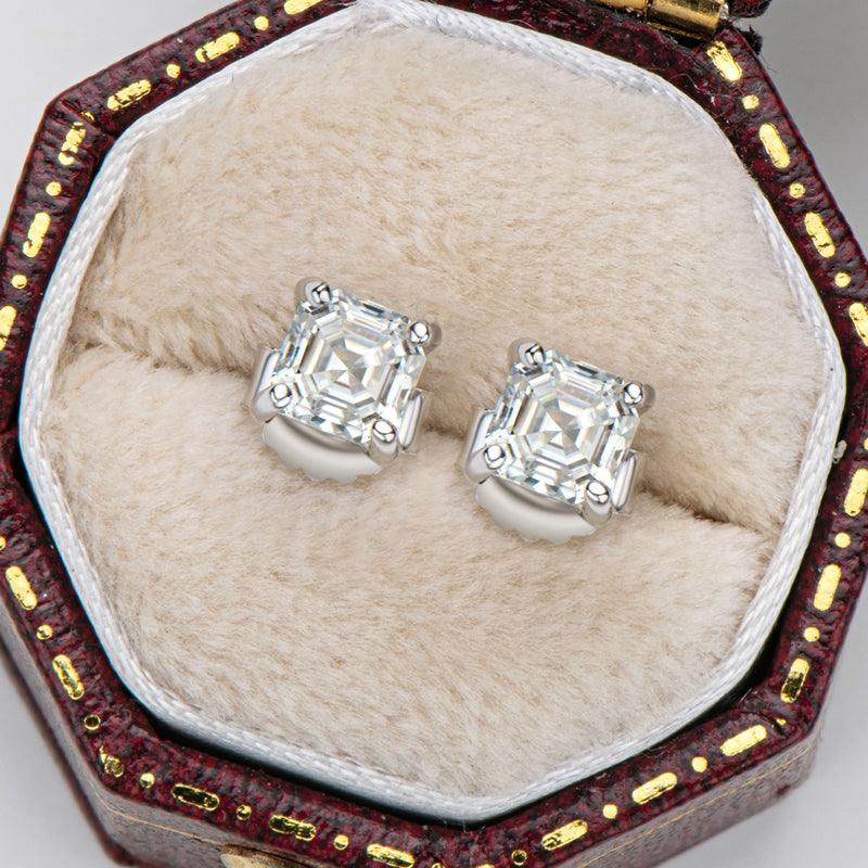 925 Sterling Silver Asscher Cut Cubic Zirconia Earrings