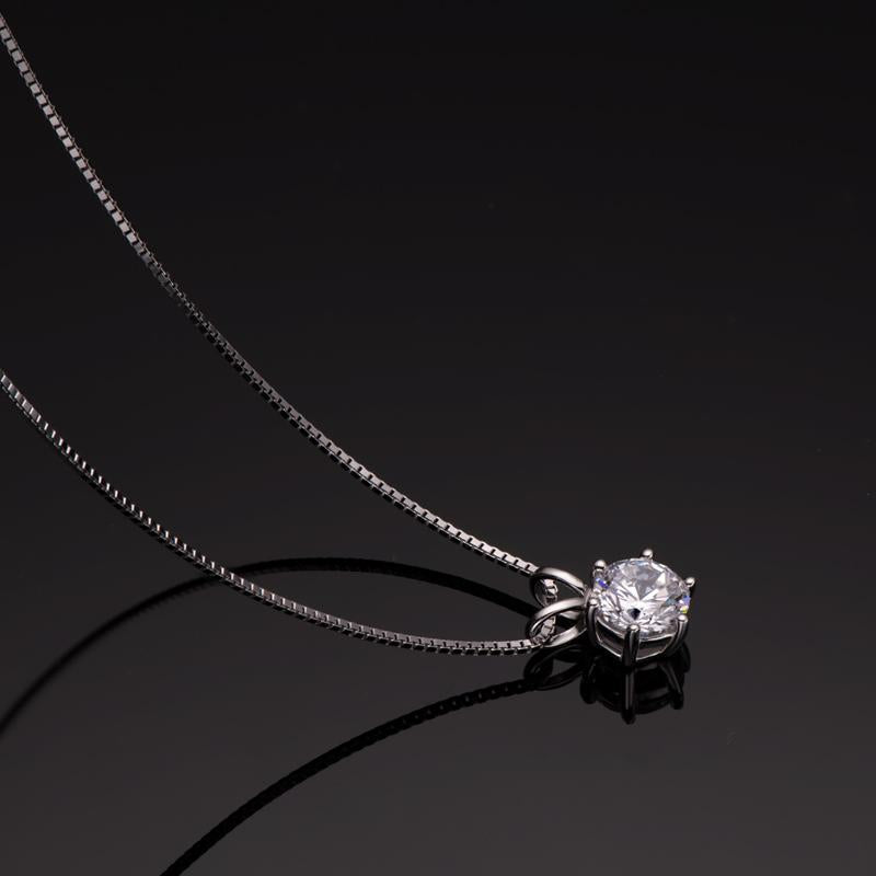 925 Sterling Silver Classic Brilliant Round CZ Pendant Necklace